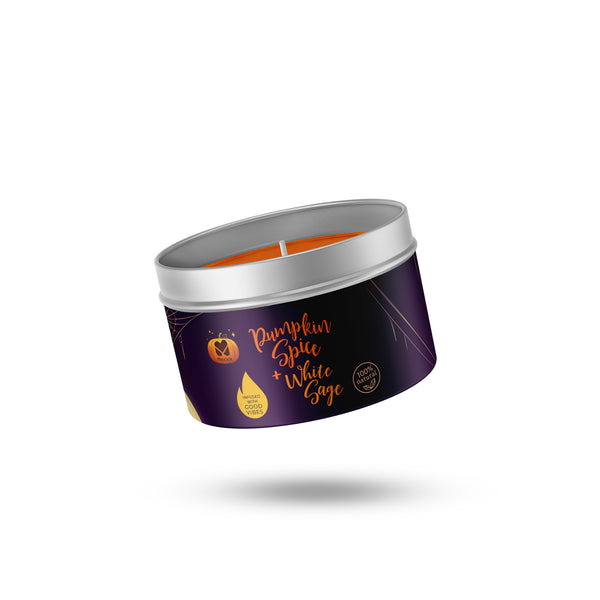 Pumpkin Spice + Sage Candle - 100% Soy Wax, Hand Poured, Organic & Made in the USA
