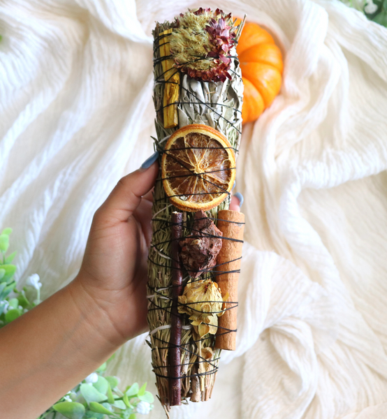 9" Inch Rosemary Smudge Stick with Red Jasper Stone
