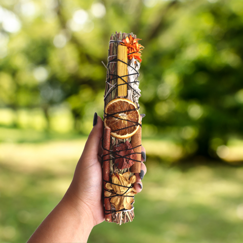 9" Inch Rosemary Smudge Stick with Red Jasper Stone